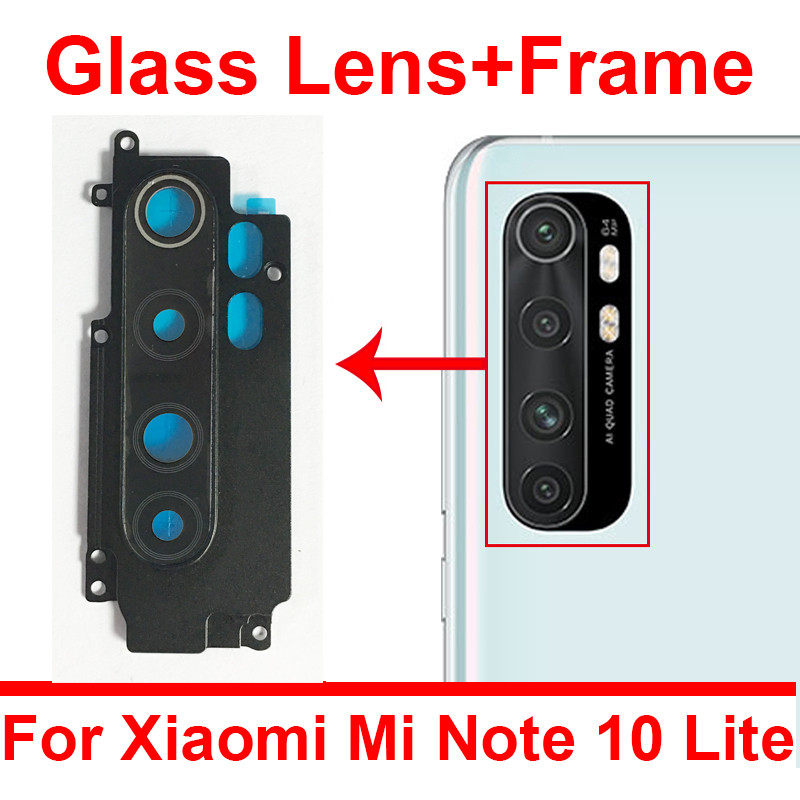 Rear Camera Glass Lens Cover For Xiaomi Mi Note 10 Lite Back Main Camera Glass Lens Frame Holder Rep