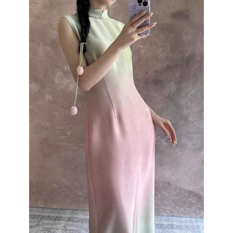 [COD]High-end sensasi baru gaya Cina gradien pingsan gaun cheongsam