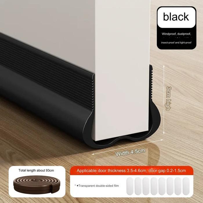 Penutup Celah Bawah Pintu Rumah Lis List Karet Tutup Lubang Penghalang Debu Serangga Kecoa - Hitam