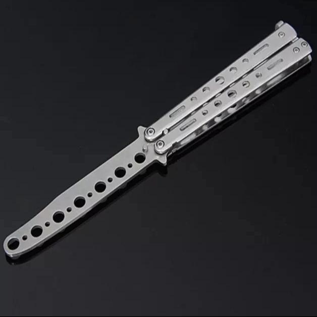 Pisau Lipat Latihan Balisong Tumpul Butterfly Training Knife Dummy - Silver
