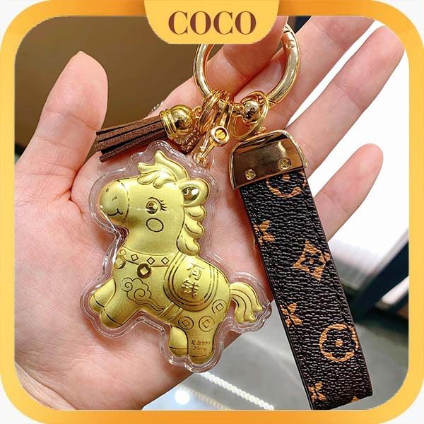 Gantungan Ponsel Leather Kuda Emas Lucu Dan Modis / Gantungan Kunci / Hiasan Tas / Hadiah Untuk Paca