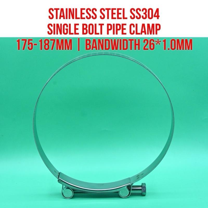 EROM 175 - 187 MM Stainless Steel SS304 Klem Pipa Baut Tunggal Superior Selang 175mm - 187mm Clamp H