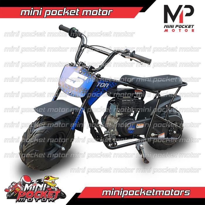 Motor Mini Norton 105cc 4Tak Old Mini Bikes Motor Coleman 4T Automatic - Biru