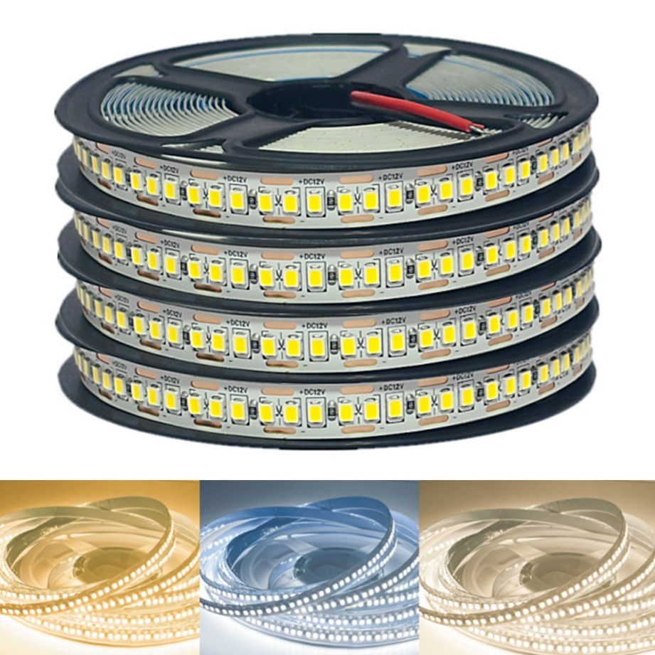 240LEDs/M SMD 2835 LED Strip 10MM PCB DC12V 24V IP20 Non Waterproof Flexible Light White Warm White 