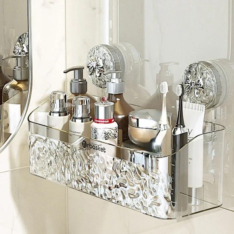 Shower Suction Cup Shelf Basket Light Glacier Pattern One Second tallation bathroom Organizer Storag
