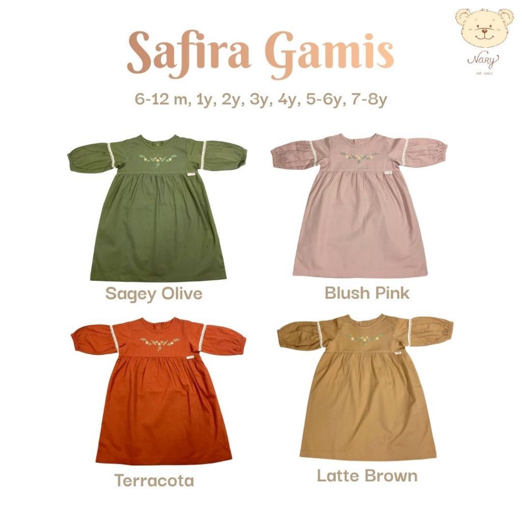 NARY - Gamis Bayi Dan Anak Perempuan 6 Bulan - 8 Tahun (1 Pcs) - Zahra Gamis - Safira Gamis