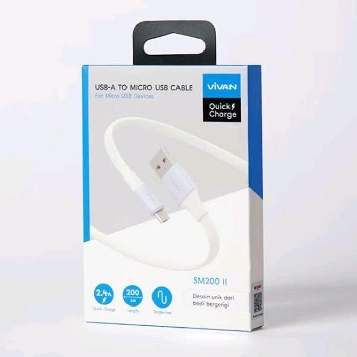 Kabel Data USB Micro SM200S VIVAN Fast Charging 2A Flat Design Android - VIVAN SM200