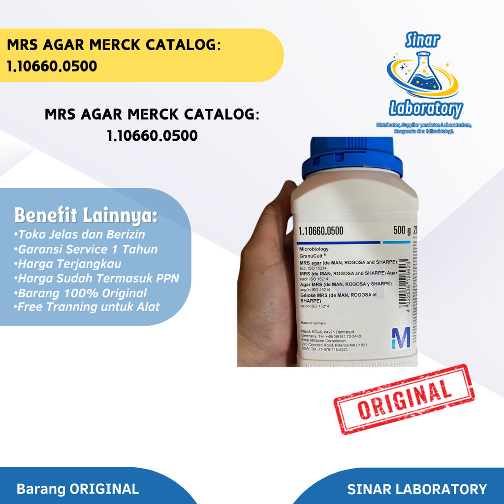 Merck MRS Agar 1.10660.0500 / MEDIA MIKRO MRS AGAR LACTOBACILLUS 500gram