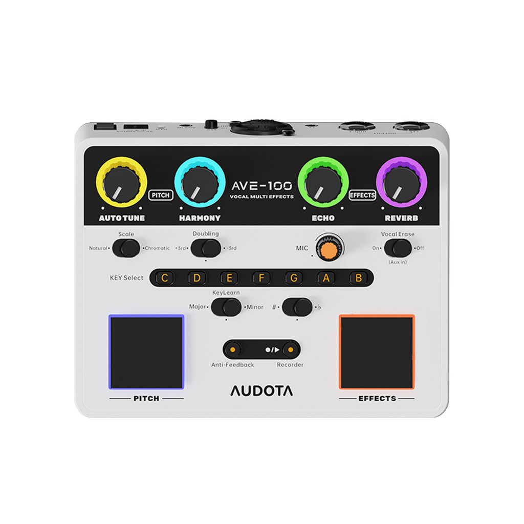 Audota Ave100 Vocal MultiEffects Processor with Reverb Delay Pitch Correction Three Harmony Modes Au