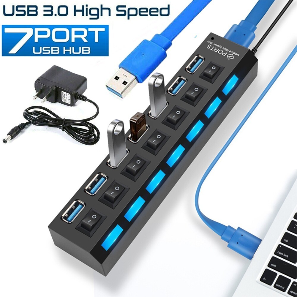 USB 7 Port Hiqh Speed USB Hub On Off 7 Port 2.0 for Komputer USB Cabang