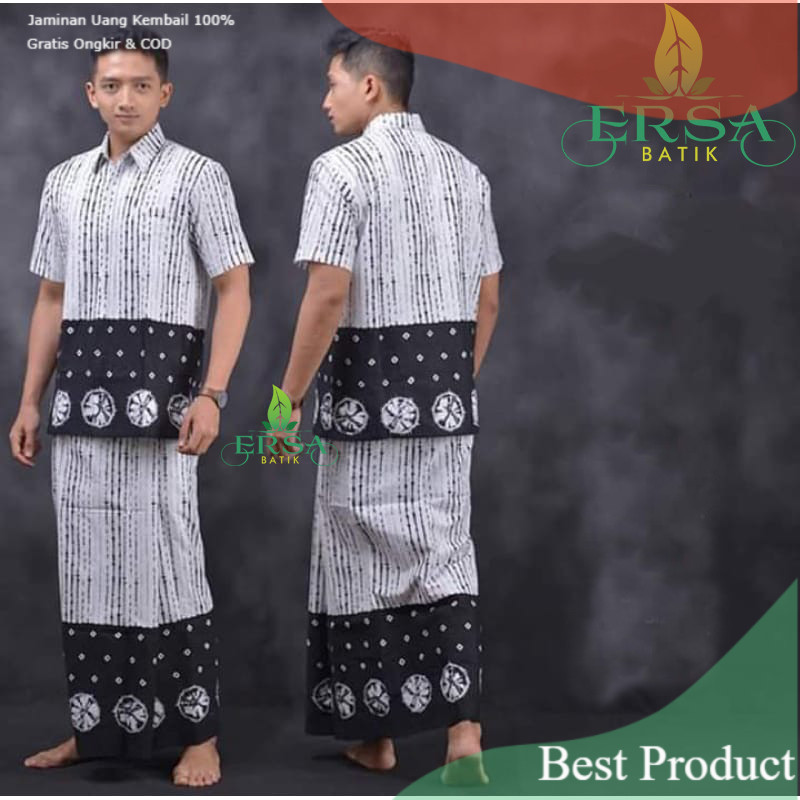 SET SARKEM SARUNG KEMEJA BATIK PREMIUM KOKO MUSLIM PRIA MODERN PREMIUM LAPIS FURING- pakaian pria la