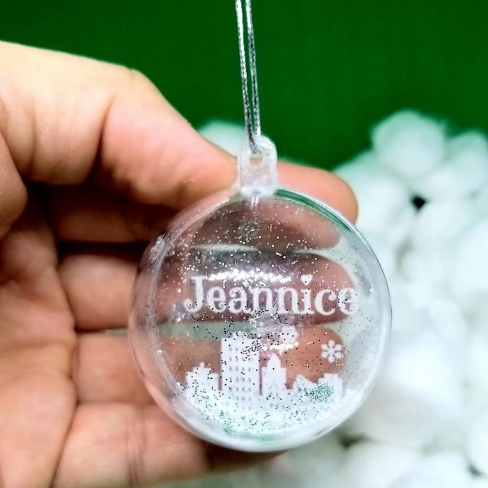 Bola Acrylic Pohon Natal Gravir Nama Acrylic Gold Mirror - Gold