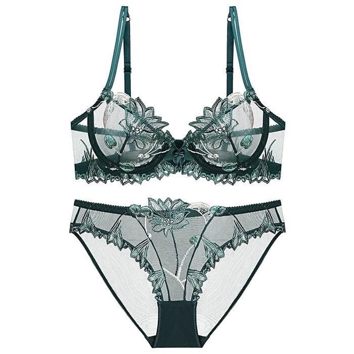 New Collection Bra Set Lingerie Sexy 1920 - Green, Bra 34B/75B