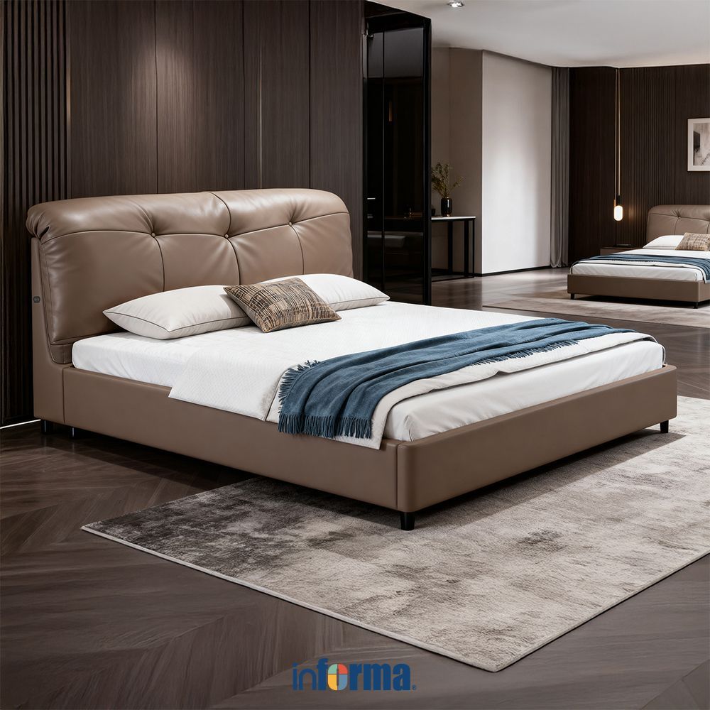 Informa Hilton Tempat Tidur 180x200 cm - Abu-Abu Ranjang Dipan Tidur Bed Frame Dipan Rumah