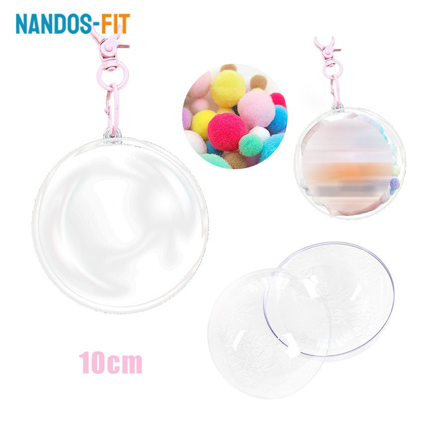 NANDOS-FIT Keychain Bola Akrilik Transparan 10cm Tempat Plushie / Gantungan Tas Acrylic Dome Anti De