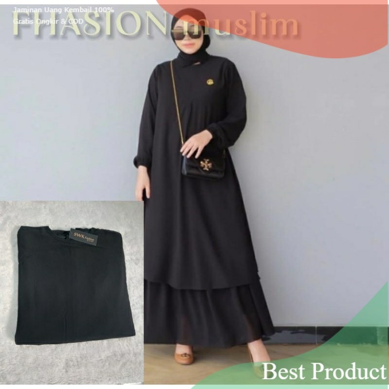 gamis malaysia  Melayu  polos anggun dan cantik/busui/fashion muslim wanitapakaian wanita lainnya