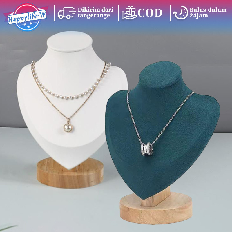 Manekin Leher Pajangan Kalung Display Kalung Kayu Tempat Kalung Rak Display Tempat Perhiasan