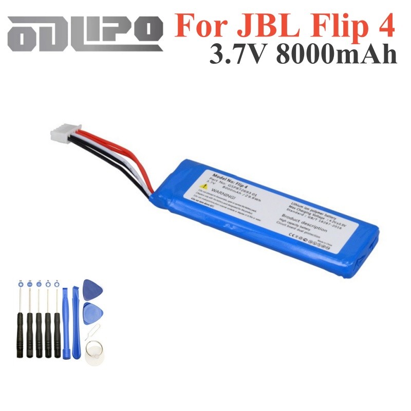 3.7v Battery For JBL Flip 4 Flip4 8000mAh Reargeable Battery GSP872693 01 For JBL Speaker Flip 4 Fli