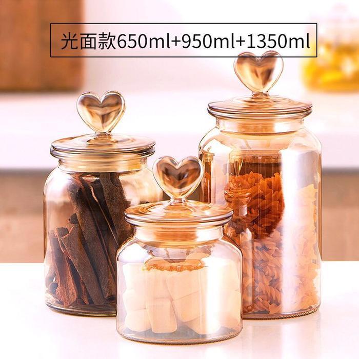 [MS] Toples Kaca Kedap Udara 1 SET 3PCS / Toples Kue Lebaran / Toples - polos