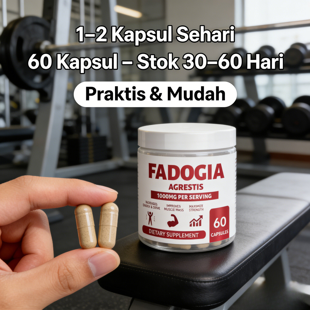 Fadogia Agrestis 1000mg – Tingkatkan Energi, Massa Otot & Kekuatan Pria 60 Kapsul