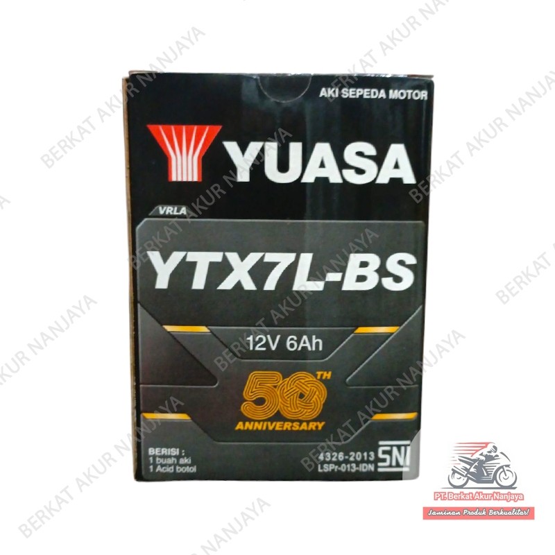 YUASA YTX7L-BS 12V 6Ah aki motor semi basah