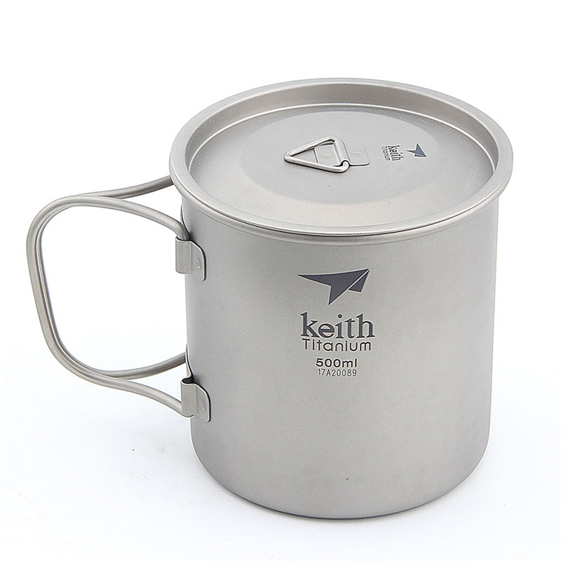Keith Titanium Cup Titanium Water Mugs Camping Cups Ultralight Travel Mug With Folng Handle Titanium