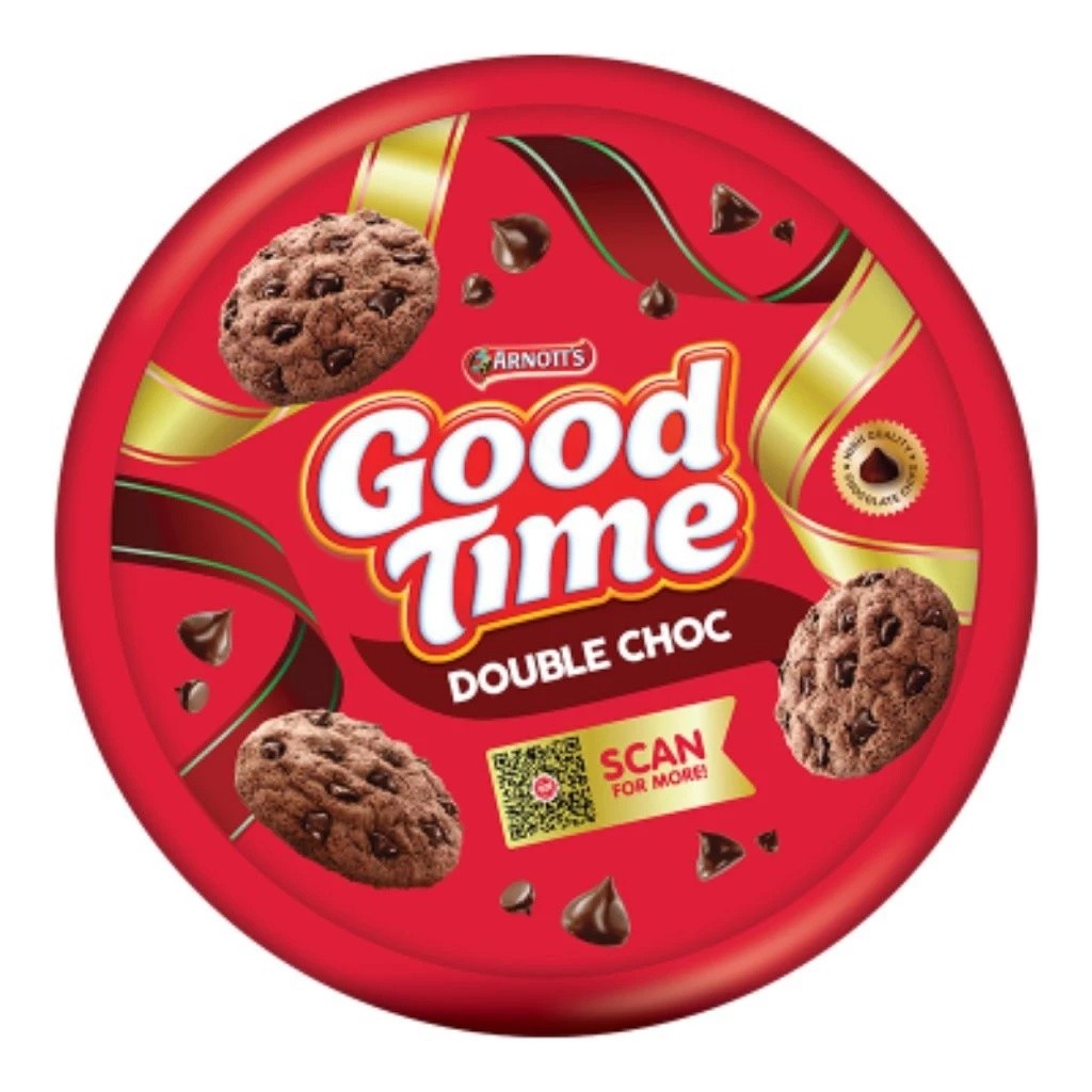 Grosir good time kaleng cookies double chocochips 133gr biskuit original coklat arnot kue lebaran pa