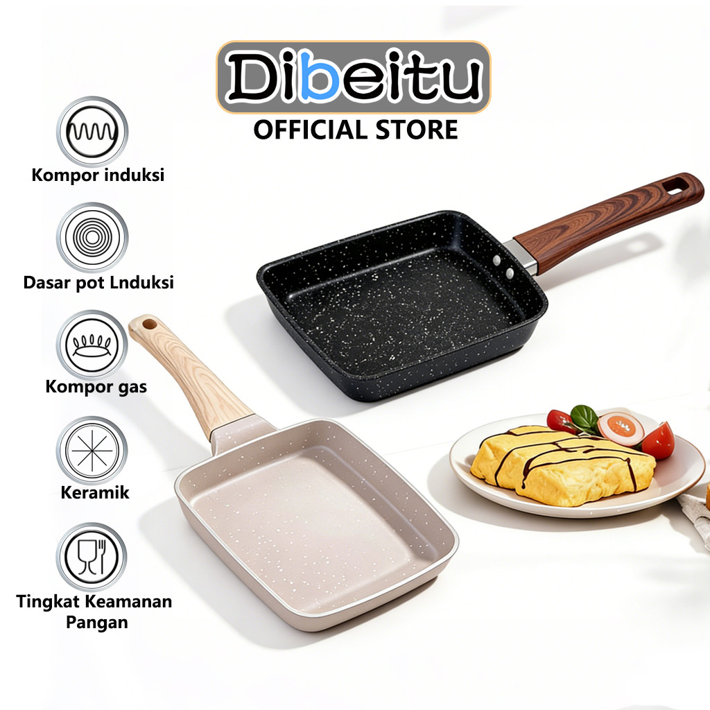 Tamagoyaki Panci Wajan Penggorengan Telur Anti Lengket Omelette Wajan Datar Untuk Sarapan