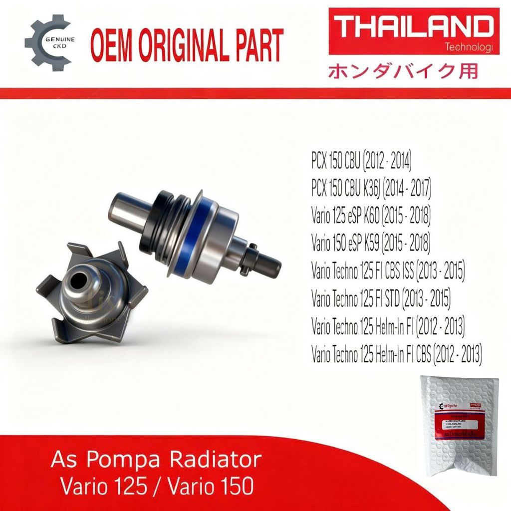 GENUINE As Water Pump Honda Vario Techno 125 150 As Pompa Radiator PCX ADV 150 KWN