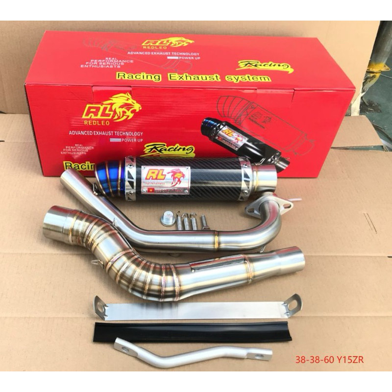 REDLEO Red Leo Racing Open Exhaust Y15zr Y15z Y15 38-38-60 Size Black RL Exhaust