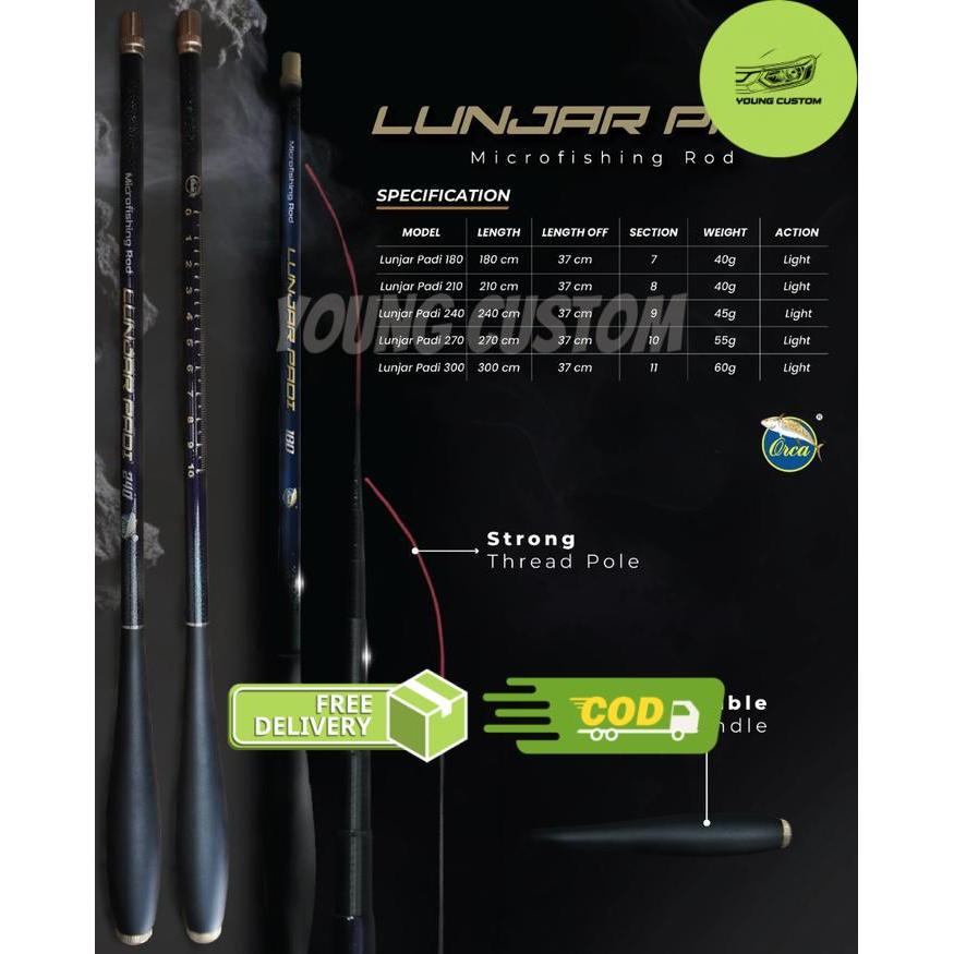 Joran Tegek Orca Lunjar Padi Bahan Carbon Kuat & Ringan 180 210 240 270 300 - 180 -young