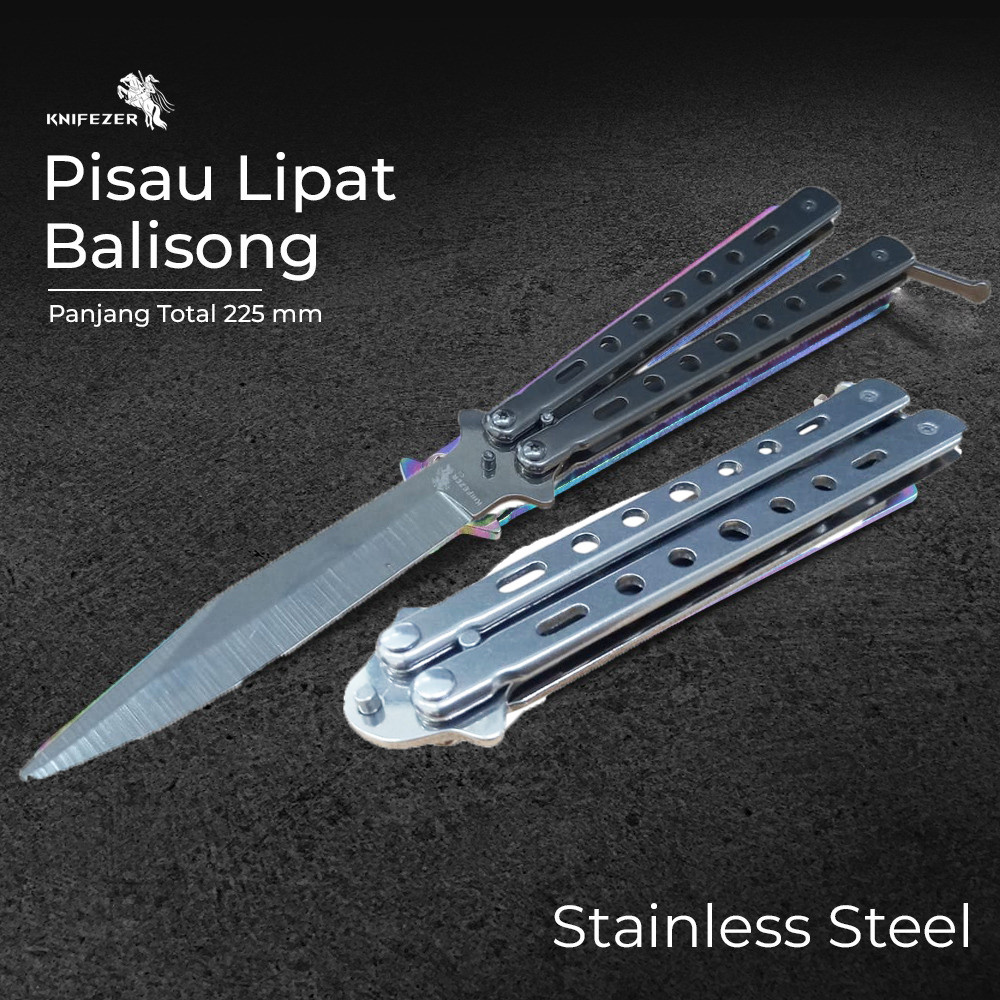Pisau Lipat Balisong Folding Knife Stainless Steel Outdoor EDC