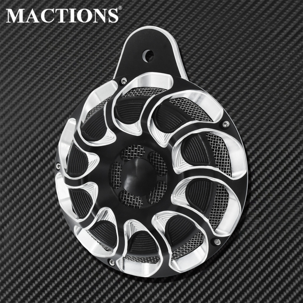 Penutup Klakson CNC Hitam & Krom untuk Sepeda Motor, Rakitan Klakson, Loudspeaker Aluminium untuk Ha