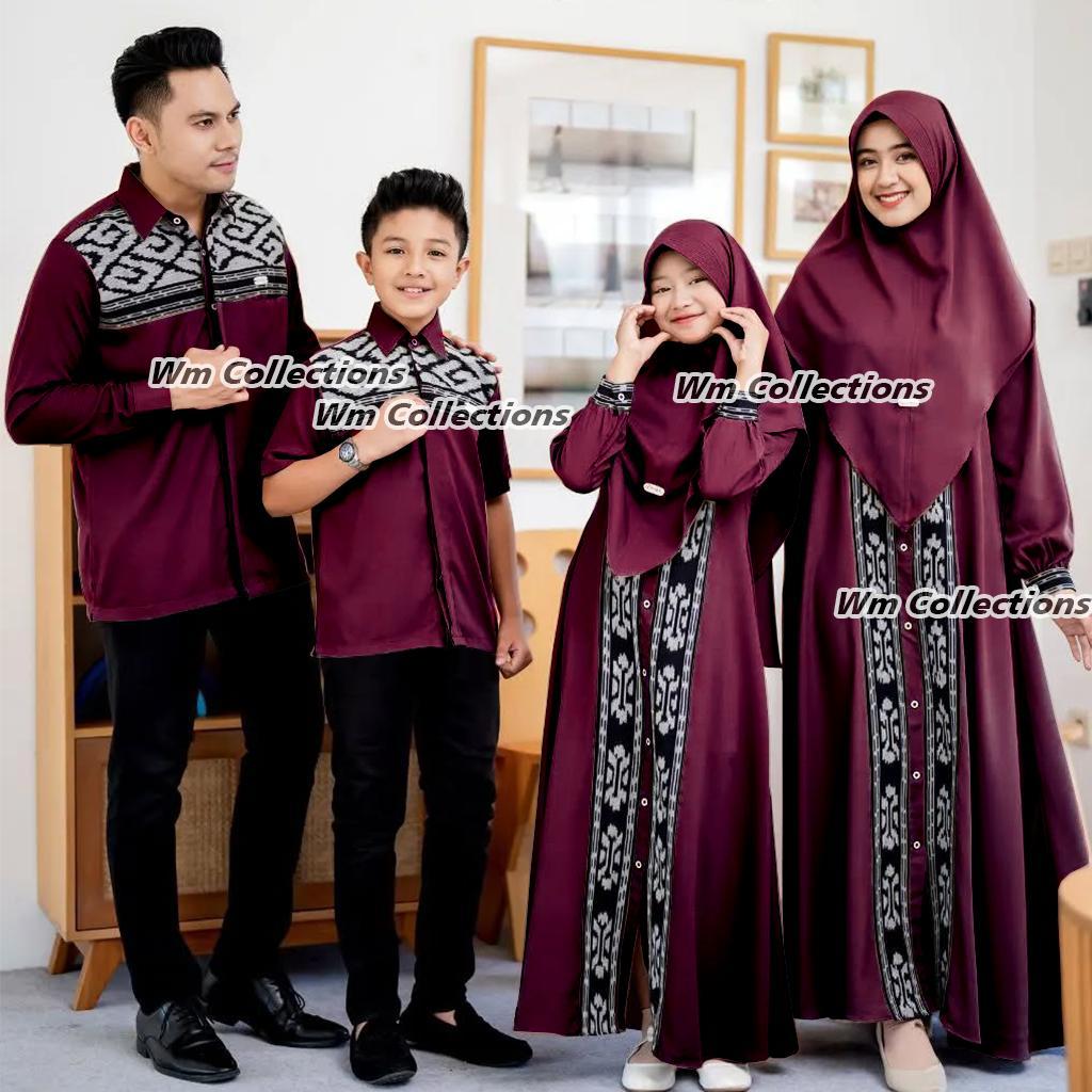 WM COLLECTIONS - Qanari Burgundy Set Couple Family Lebaran Sarimbit Keluarga Baju Couple Tenun Coupl