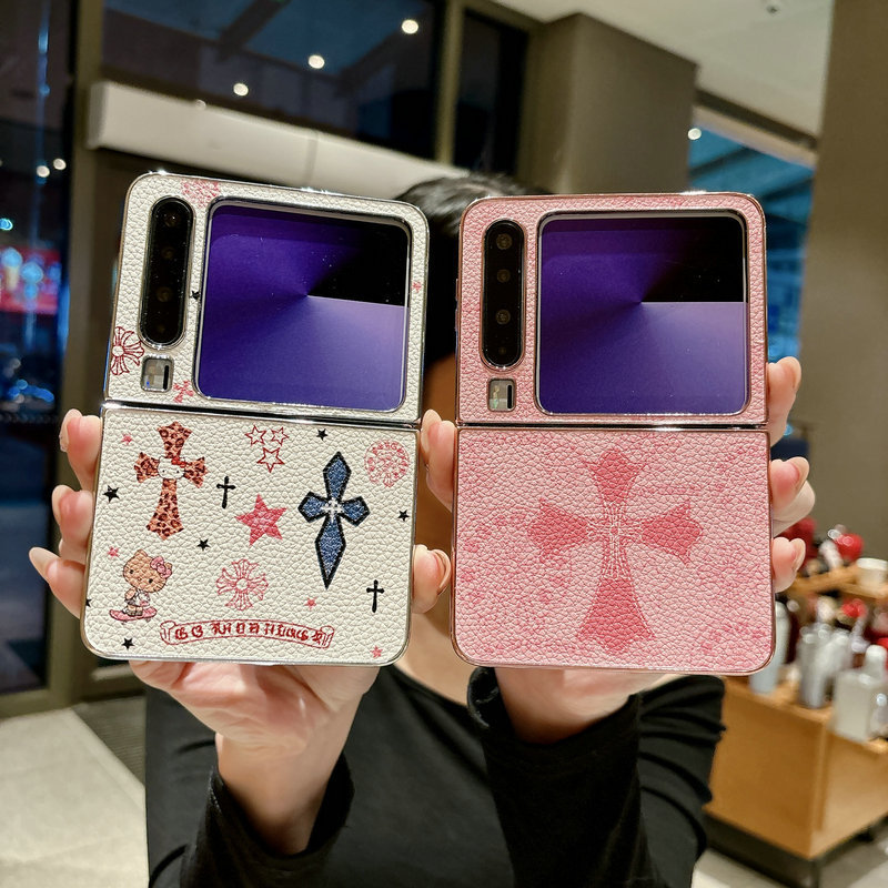 Casing ponsel lipat untuk Huawei Pura X Kulit Lapisan Pink Gelang Silang casing ponsel TPU keras