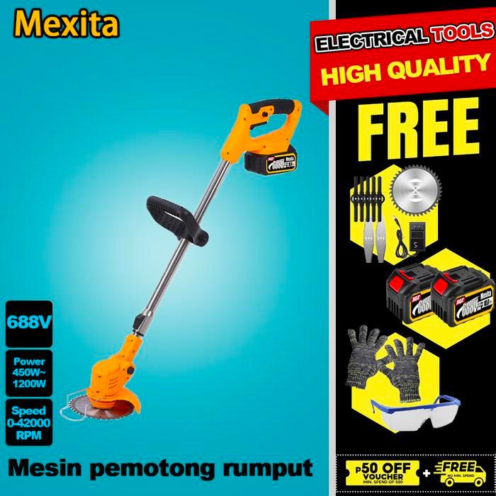 Unit Mesin Saja - No Bar - No Aksesoris MEXITA 588V Mesin Potong Rumput Pemotong Rumput Listrik Pema