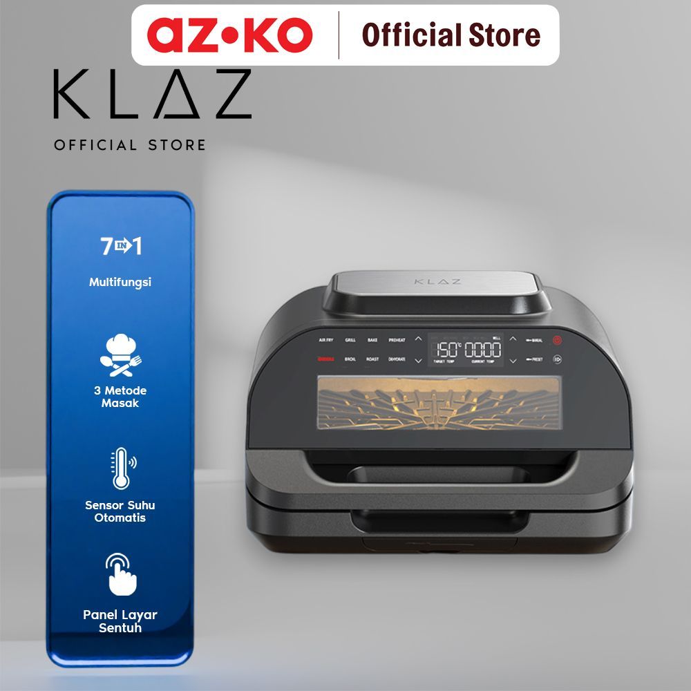 AZKO Klaz 10 ltr Pemanggang Elektrik Multifungsi - Hitam Alat Masak Listrik Serbaguna Grill Pan And 