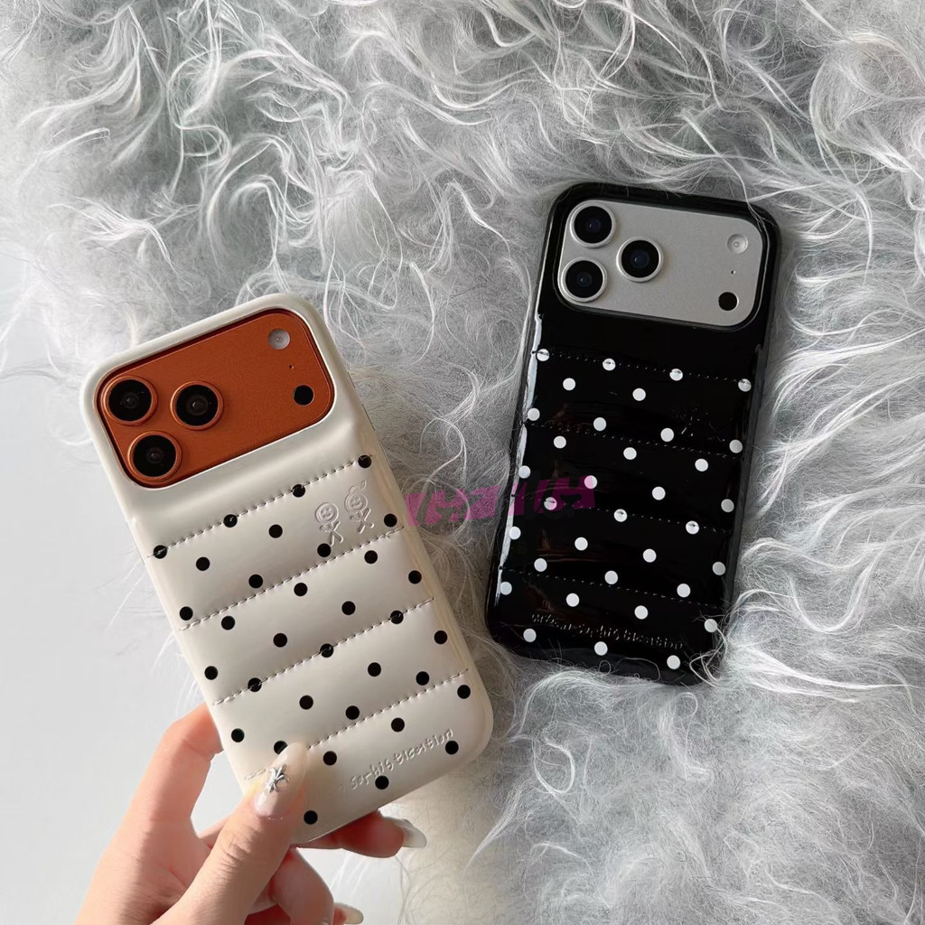 New Urban Sophistication Polka Dot Glossy Down Jacket Phone Case Full Surround for IPhone 17 17Pro 1