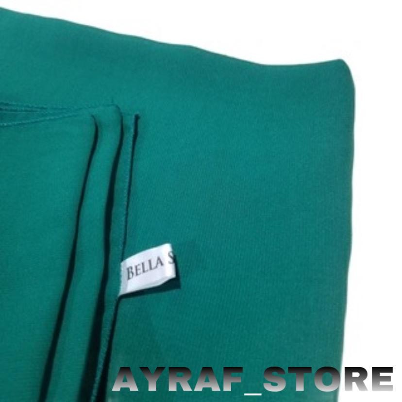 Kerudung Hijab Segiempat Bella Square Size 115x115 Bahan Pollycotton Jahit tepi Warna Hijau Tosca
