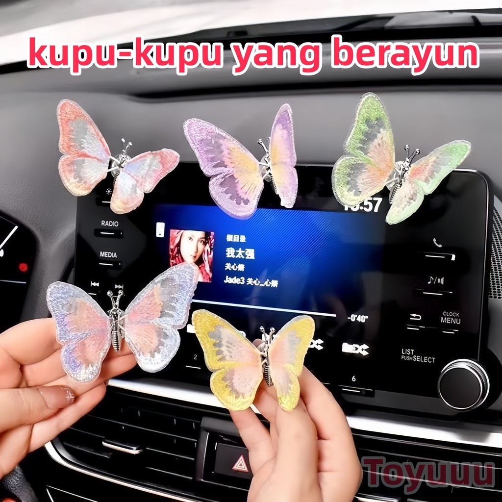 [COD]Mobil Dekorasi Kupu-Kupu Bergerak Lucu Dekorasi Interior Dekorasi Mobil/Hiasan Kupu-Kupu Berger
