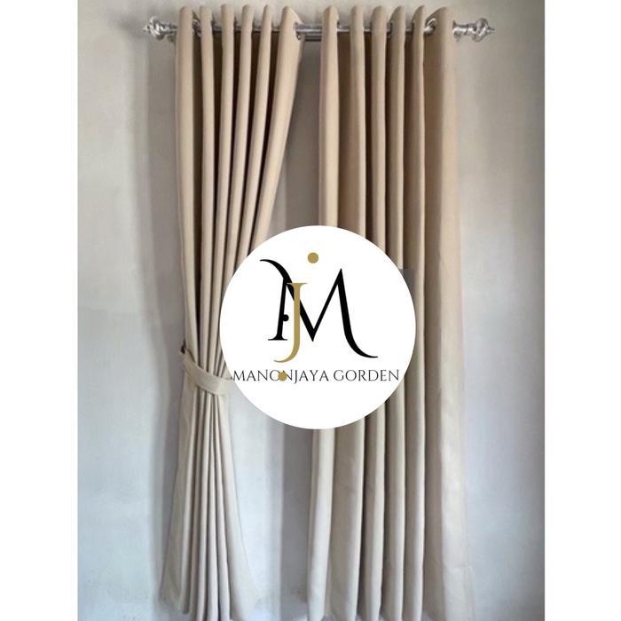 dijual_GORDEN BLACKOUT POLOS DOFF / GORDEN JENDELA PINTU MINIMALIS smokring - Cream, L140cm T 150cm