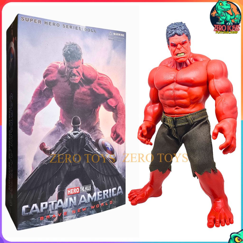 Mainan Figure Red Hulk Super Hero Series Figur Hulk Merah dengan Aksesoris Celana Kain Asli