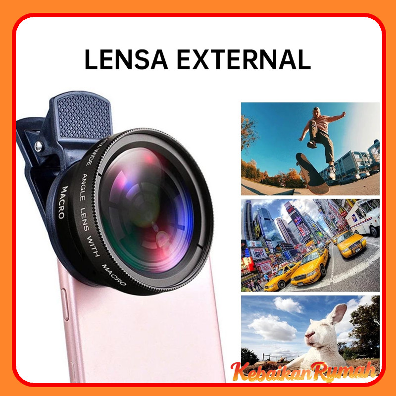 Lensa Kamera Eksternal 2In1 Lensa Super Wide Angle Lens+Macro Smartphone 12.5x Dengan Klip Untuk Hp