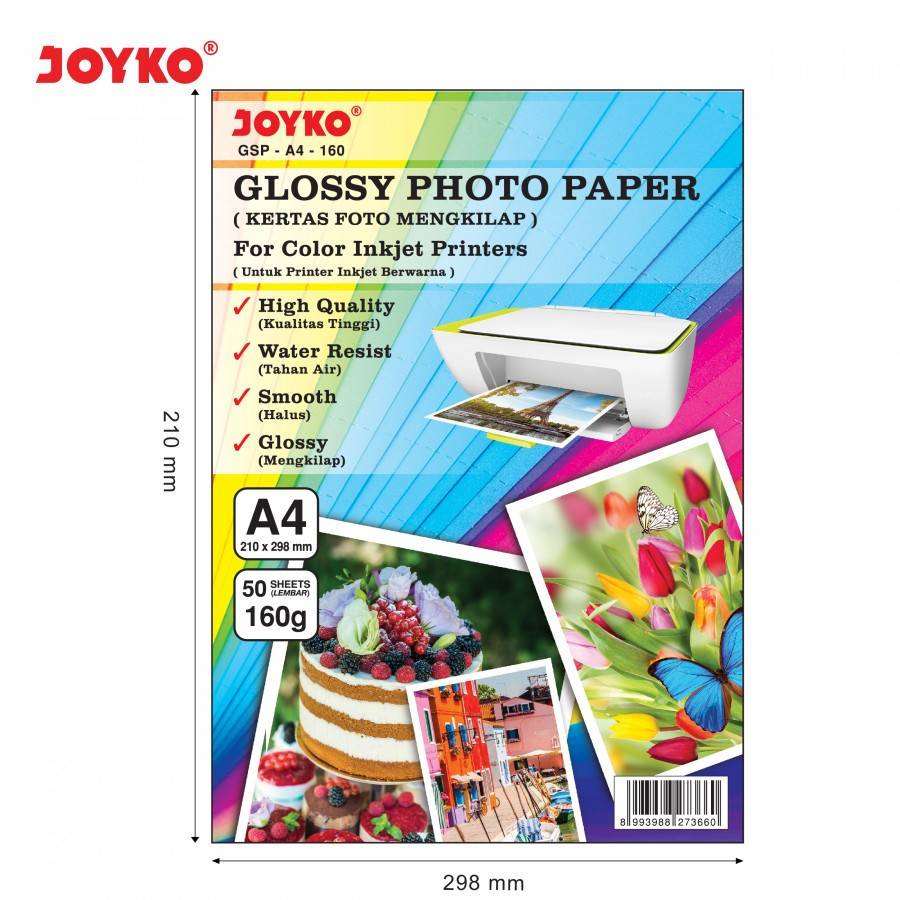 joyko glossy paper/kertas foto A4 160GSM 50lembar