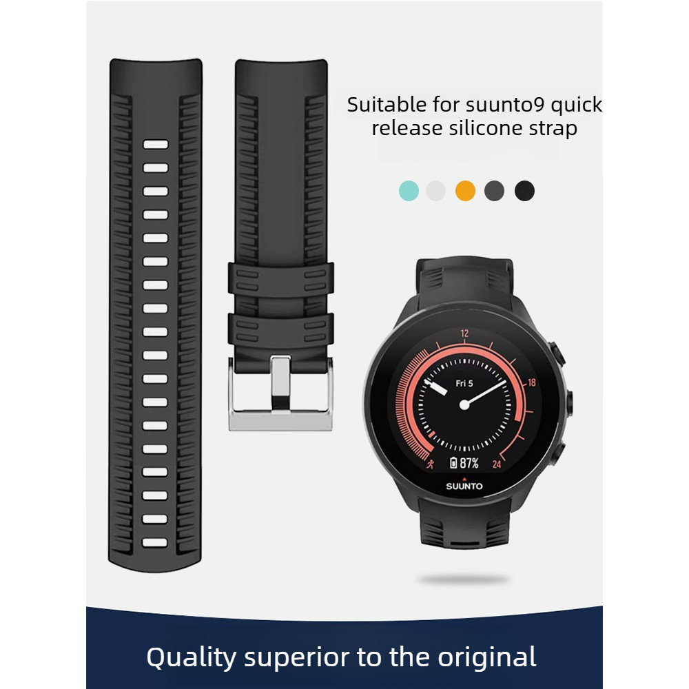 Silicone Wat Strap for Men Suunto 9 Baro Black and White Green Suunto Quick Release Strap 24mm