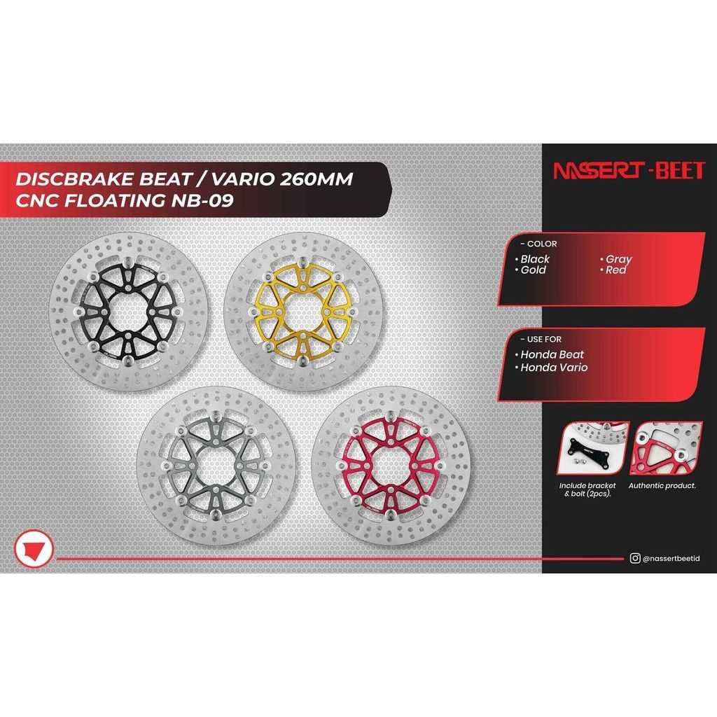 Discbrake Piringan Cakram Depan Beat Vario 260mm CNC Floating NB-09 Nassert Beet