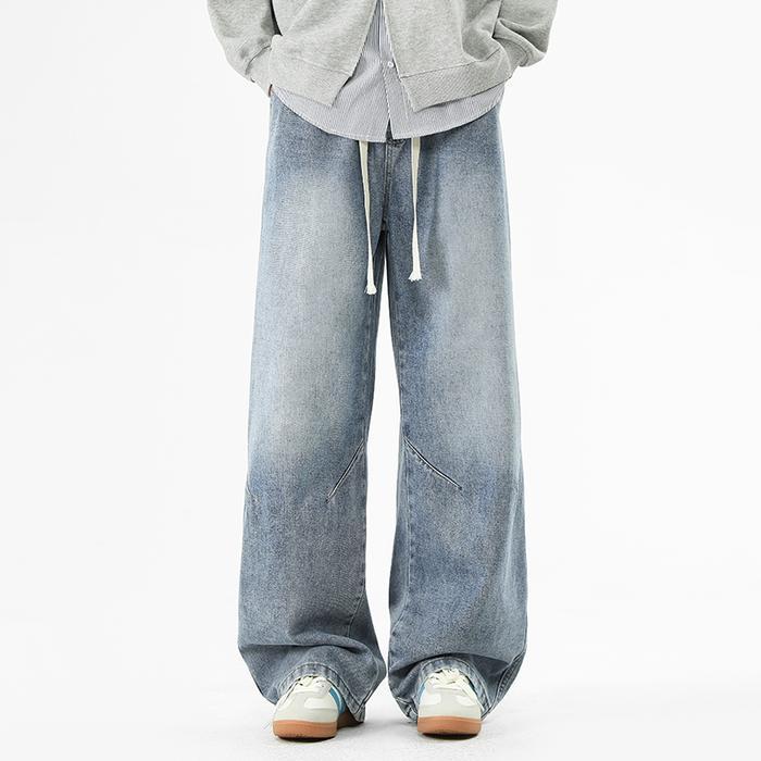 Celana Jeans Unisex Oversize Celana Baggy Jeans Gombrong Straight Pangjang Denim Kulot Pants K8191B 