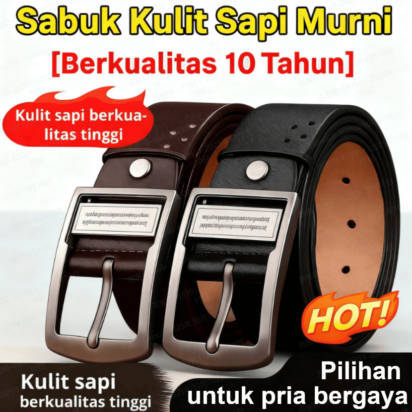 [Kulit asli yang tahan lama] Sabuk Pria Kulit Asli 100%/Ikat Pinggang Pria Kulit Sapi Asli Klasik/Sa