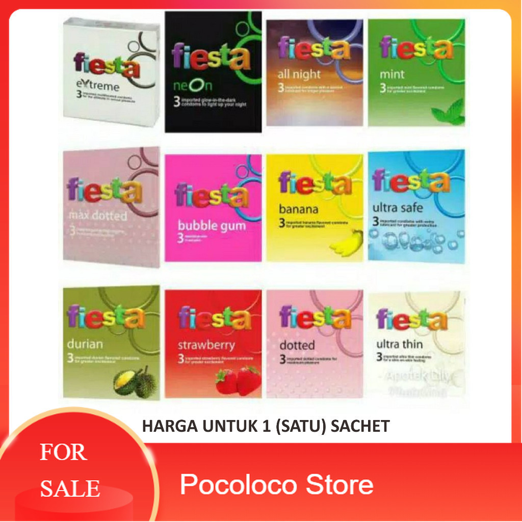 Promo Guncang Sale [ ISI 3 SACHET ] Kondom Fiesta Ultra Thin Safe Delay Max Dotted Bubble Gum Banana