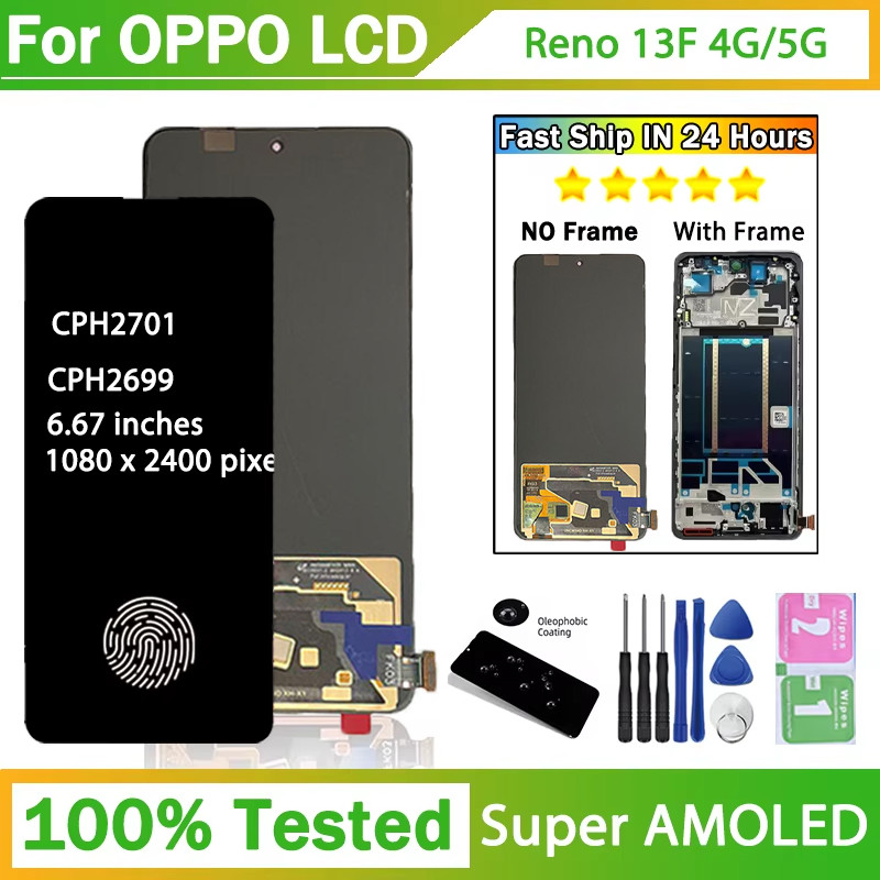 6.67"Super AMOLED For Oppo Reno13 F Reno 13F 4G LCD splay Touch Screen gitizer CPH2701 CPH2699 splay